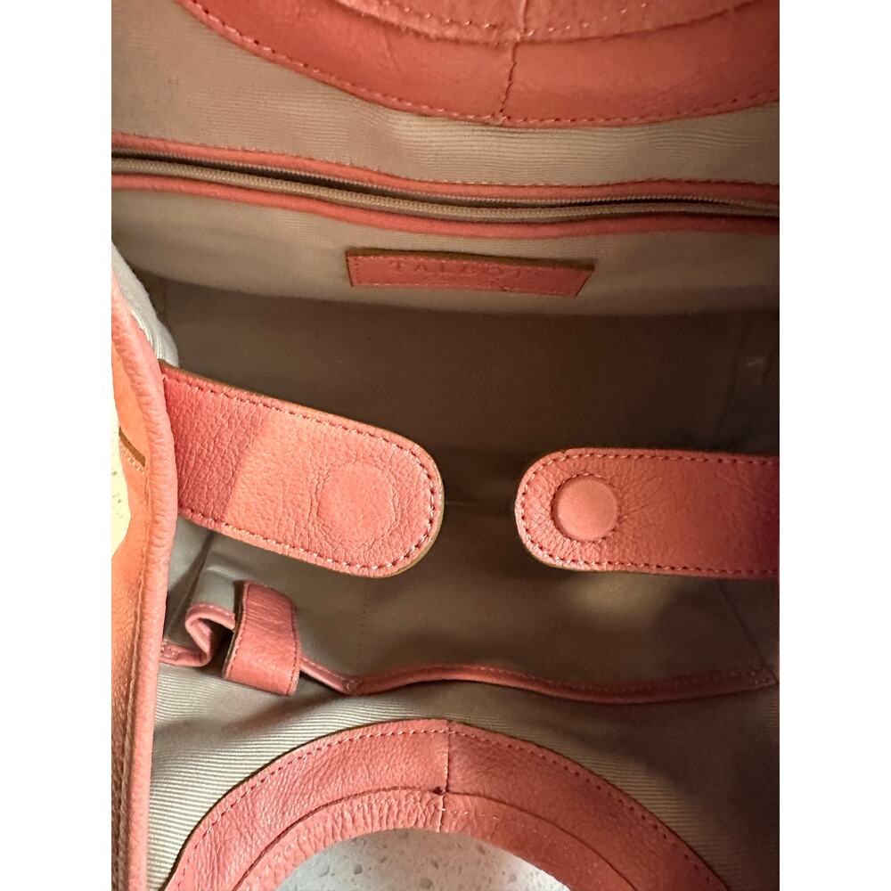 Talbots Genuine Leather Hobo Shoulder Bag Small Coral Pink Boho - Picture 5 of 11